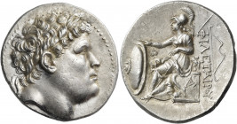 KINGS OF PERGAMON. Eumenes I, 263-241 BC. Tetradrachm (Silver, 29 mm, 17.05 g, 1 h), struck in the name and with the portrait of Philetairos, founder ...