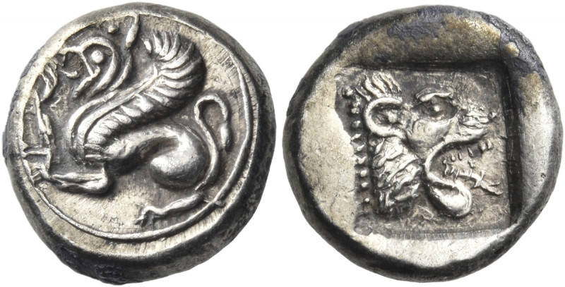 TROAS. Assos. Circa 500-480 BC. Drachm (Silver, 14 mm, 4.01 g, 4 h). Griffin sea...