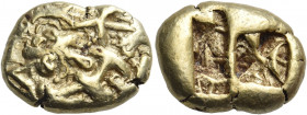IONIA. Uncertain, perhaps Samos. Circa 600-570 BC. Hemistater (Electrum, 19 mm, 8.70 g), Euboic-Samian standard. Surface with irregular markings resem...