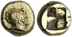 IONIA. Phokaia. Circa 521-478 BC. 1/24 Stater (Electrum, 6.5 mm, 0.63 g). Helmeted male head to right, with frontal eye and tendril ornament on bowl o...