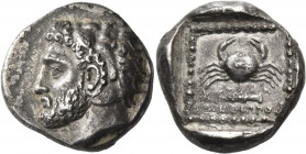 ISLANDS OFF CARIA, Kos. Circa 390-380 BC. Tetradrachm (Silver, 24 mm, 14.49 g, 9 h), struck under the moneyer Xanthippos. Bearded head of Herakles to ...