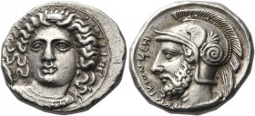 CILICIA. Tarsos. Pharnabazos, 380-374/3 BC. Stater (Silver, 21 mm, 10.61 g, 8 h). Female head facing, based on the Arethusa of Kimon, turned slightly ...