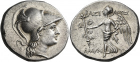 KINGS OF GALATIA. Amyntas, 39-25 BC. Tetradrachm (Silver, 28 mm, 16.02 g, 12 h), Side. Head of Athena to right, wearing crested Corinthian helmet. Rev...