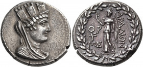 PHOENICIA. Arados. Autonomous issues, 138/7-44/43 BC. Tetradrachm (Silver, 26 mm, 15.00 g, 12 h), year ΟΡ = 170 = 90/89. Turreted, veiled, and draped ...