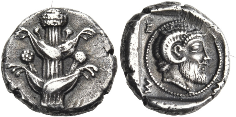 KYRENAICA. Euhesperides. Circa 450 BC. Drachm (Silver, 14.5 mm, 3.38 g). Silphiu...