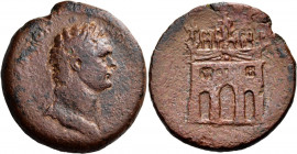 EGYPT. Alexandria. Domitian, 81-96. Drachm (Bronze, 34.70 mm, 25.65 g, 11 h), year ΙΔ = 14 = 94-95. [ΑΥΤ ΚΑΙΣ ΘEΟΥ ΥΙ]ΟΣ ΔΟΜ[ΙΤ ΣEΒ ΓEΡΜ] Laureate bus...
