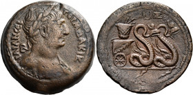 EGYPT. Alexandria. Trajan, 98-117. Drachm (Bronze, 34.30 mm, 23.40 g, 12 h), year IZ = 17 = 113-114. ΑΥΤ ΤΡΑΙΑΝ CEΒ ΓEΡΜ ΔΑΚΙΚ Laureate bust of Trajan...