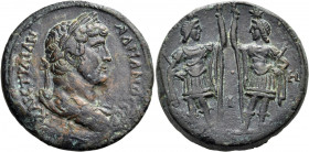 EGYPT. Alexandria. Hadrian, 117-138. Drachm (Bronze, 33.00 mm, 26.42 g, 12 h), year IH = 18 = 133-134. ΑΥΤ ΚΑΙC ΤΡΑΙΑΝ - ΑΔΡΙΑΝΟC CEB Laureate, draped...