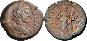 EGYPT. Alexandria. Hadrian, 117-138 AD. (Bronze, 36.00 mm, 25.26 g, 11 h), year 19 = 134-135. [ΑΥΤ ΚΑΙC] ΤΡΑΙΑΝ - ΑΔΡΙΑΝΟC CEB Laureate, draped and cu...