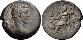 EGYPT. Alexandria. Antoninus Pius, 138-161. Drachm (Bronze, 34.60 mm, 22.61 g, 12 h), year B = 2 = 138-139. [ΑYΤ Κ Τ ΑΙΛ] ΑΔΡ - ΑΝΤωΝΙΝΟC [EYCEΒ] Bare...