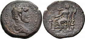 EGYPT. Alexandria. Antoninus Pius, 138-161. Hemidrachm (Bronze, 28.40 mm, 11.24 g, 1 h), year B = 2 = 138-139. ΑYΤ Κ Τ ΑΙΛ ΑΔΡ - ΑΝΤΝΙΝΟϹ EYCEΒ Barehe...