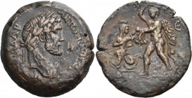 EGYPT. Alexandria. Antoninus Pius, 138-161. Drachm (Bronze, 35.00 mm, 22.53 g, 12 h), the second labor of Herakles: Herakles and the Lernaean Hydra, y...