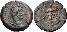 EGYPT. Alexandria. Antoninus Pius, 138-161. Drachm (Bronze, 34.40 mm, 23.41 g, 11 h), year Z = 7 = 143-144. [ΑYΤ Κ ]Τ ΑΙΛ ΑΔΡ - Α[ΝΤΩΝΙΝΟC EYCEΒ] Laur...
