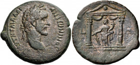 EGYPT. Alexandria. Antoninus Pius, 138-161. Drachm (Bronze, 35.00 mm, 18.69 g, 11 h), year H = 8 = 144-145. ΑYΤ Κ Τ ΑΙΛ ΑΔΡ - ΑΝΤωΝΙΝΟC [CEB EYC] Laur...