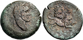 EGYPT. Alexandria. Antoninus Pius, 138-161. Drachm (Bronze, 35.00 mm, 21.05 g, 12 h), Zodiac - Sun in Leo, year H = 8 = 144-145. [ΑΥΤ Κ Τ ΑΙΛ ΑΔΡ ΑΝΤΩ...