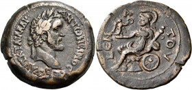 EGYPT. Alexandria. Antoninus Pius, 138-161. Drachm (Bronze, 35.60 mm, 22.60 g, 12 h), year 9 = 145-146. ΑΥΤ Κ Τ ΑΙΛ ΑΔΡ - ΑΝΤωΝEΙΝΟC CEΒ EΥ Laureate h...