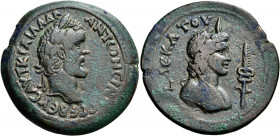 EGYPT. Alexandria. Antoninus Pius, 138-161. Drachm (Bronze, 35.60 mm, 20.86 g, 12 h), year 10 = 146-147. ΑYΤ Κ Τ ΑΙΛ ΑΔΡ - ΑΝΤωΝEΙΝΟC CEB EYC Laureate...