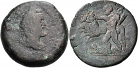 EGYPT. Alexandria. Antoninus Pius, 138-161. Drachm (Bronze, 33.00 mm, 22.57 g, 12 h), the tenth labor of Herakles, Herakles and the oxen of Geryon, ye...