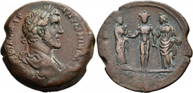 EGYPT. Alexandria. Antoninus Pius, 138-161. Drachm (Bronze, 34.00 mm, 24.95 g, 12 h), year 11 = 147-148. ΑYΤ Κ Τ ΑΙΛ ΑΔΡ ΑΝΤωΝΙΝΟC CEB EYC Laureate, d...