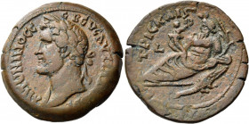 EGYPT. Alexandria. Antoninus Pius, 138-161. Drachm (Bronze, 33.70 mm, 24.43 g, 11 h), year 13 = 149-150. ΑΝΤΩΝΙΝΟC C-EB EYC AYΤ Κ Τ ΑΙΛ ΑΔΡ Laureate h...