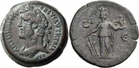 EGYPT. Alexandria. Antoninus Pius, 138-161. Drachm (Bronze, 33.00 mm, 31.93 g, 11 h), year IE = 15 = 151-152. ANTωNINOC C - EB EYC AΥT K T AIΛ AΔP Lau...