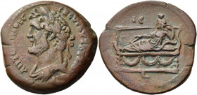 EGYPT. Alexandria. Antoninus Pius, 138-161. Drachm (Bronze, 32.00 mm, 22.52 g, 12 h), year IE = 15 = 151-152. ANTΩNINOC C - EB EYC AΥT K T AIΛ AΔP Lau...
