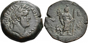 EGYPT. Alexandria. Antoninus Pius, 138-161. Drachm (Bronze, 35.00 mm, 26.62 g, 12 h), year KB = 22 = 158-159. TI ΑΙ ΑΔΡIA - ΑΝΤΩΝΙΝΟC C-EΒ EY Laureate...