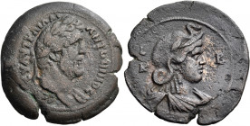 EGYPT. Alexandria. Antoninus Pius, 138-161. Drachm (Bronze, 37.00 mm, 23.13 g, 12 h), year KB = 22 = 158-159. ΑYΤ Κ ΑΙ ΑΔΡ - ΑΝΤωΝΙΝΟC - CEΒ - EY Laur...
