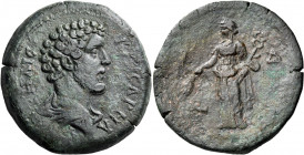 EGYPT. Alexandria. Marcus Aurelius, as Caesar, 139-161. Drachm (Bronze, 35.00 mm, 23.39 g, 12 h), year ΙΔ of Antoninus Pius = 14 = 150-151. ΚΑΙCΑΡ Μ Α...
