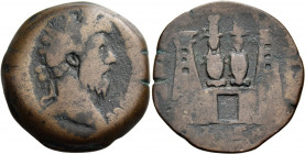 EGYPT. Alexandria. Marcus Aurelius, 161-180. Drachm (Bronze, 32.00 mm, 22.40 g, 12 h), year Ϛ= 6 = 165-166. Μ ΑVΡΗΛΙΟC] - ΑΝΤΩΝΙΝΟC CE Laureate head o...