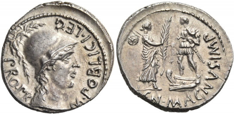 Cnaeus Pompeius Magnus (Pompey the Great), summer 46 - spring 45 BC. Denarius (S...