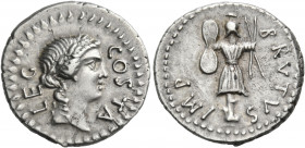 Q. Servilius Caepio Brutus ( Marcus Junius Brutus), late summer-autumn 42 BC. Denarius (Silver, 19 mm, 3.70 g, 12 h), struck by Pedanius Costa in a mi...
