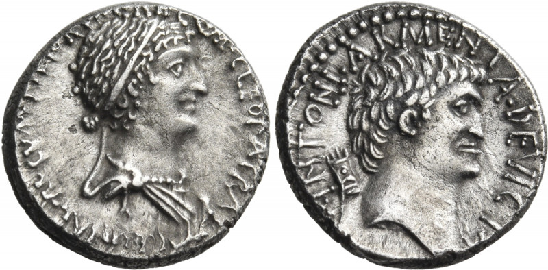 Mark Antony and Cleopatra, 34 BC. Denarius (Silver, 17 mm, 4.05 g, 1 h), Alexand...