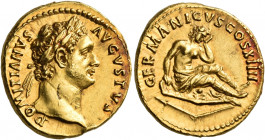 Domitian, 81-96. Aureus (Gold, 20 mm, 7.62 g, 7 h), Rome, 88. DOMITIANVS AVGVSTVS Laureate head of Domitian to right. Rev. GERMANICVS COS XIIII German...
