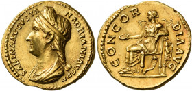 Sabina, Augusta, 128-136/7. Aureus (Gold, 20 mm, 7.29 g, 6 h), Rome, circa 130-133. SABINA AVGVSTA - HADRIANI AVG P P Diademed and draped bust of Sabi...