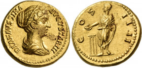 Faustina Junior, Augusta, 147-175. Aureus (Gold, 20 mm, 7.30 g, 6 h), from uncertain mint in the Balkans, perhaps in the area of present day Romania. ...