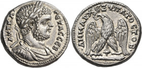 PHOENICIA. Tyre. Geta, 209-211. Tetradrachm (Silver, 26 mm, 14.75 g, 1 h). ΑVΤ ΚΑΙ - ΓΕΤΑC CΕΒ Laureate, bearded, draped and cuirassed bust of Geta to...