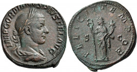 Gordian III, 238-244. Sestertius (Bronze, 31 mm, 20.30 g, 12 h), Rome, 243-244. IMP GORDIANVS PIVS FEL AVG Laureate, draped, and cuirassed bust right,...