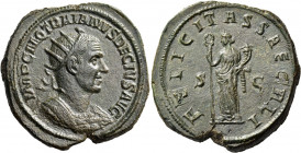 Trajan Decius, 249-251. Double Sestertius (Orichalcum, 40 mm, 37.55 g, 12 h), Rome, 250. IMP C M Q TRAIANVS DECIVS AVG Radiate and cuirassed bust of D...