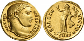 Maximinus II, 310-313. Aureus (Gold, 19 mm, 5.32 g, 12 h), Antioch, 311. MAXIMI-NVS P F AVG Laureate head of Maximinus to right. Rev. SOLE IN-VICTO / ...