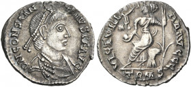 Constantine III, 407-411. Siliqua (Silver, 16.5 mm, 1.39 g, 6 h), Treveri, 408-411. D N CONSTAN-TINVS P F AVG Draped and cuirassed bust of Constantine...