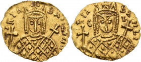 Irene, 797-802. Solidus (Gold, 21 mm, 3.65 g, 5 h), Syracuse, 798-802. EIRIh bASILISSII Crowned bust of Irene facing, wearing loros and holding a glob...