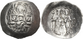Theodore Comnenus-Ducas, as emperor of Thessalonica, 1225/7-1230. Aspron Trachy (Silver, 29 mm, 2.55 g, 5 h), circa 1225/6. MHP - ΘY The Virgin Mary s...