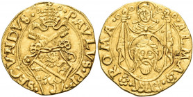 ITALY. Papal States. Paul II (Pietro Barbo), 1464-1471. Ducato (Gold, 21 mm, 2.99 g, 4 h), Rome. º•PAVLVS• P P• - •SECVNDVS•º Tiara and crossed keys o...