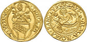 ITALY. Papal States. Innocent VIII (Giovanni Battista Cybo), 1484-1492. Fiorino di camera (Gold, 22 mm, 3.39 g, 3 h), Rome. °INNOCEN-TIVS° P P° VIII° ...