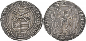ITALY. Papal States. Alexander VI (Rodrigo Borgia), 1492-1503. Grosso (Silver, 26.5 mm, 3.21 g, 6 h), Rome. ºALEXANDERº - ºVIº PONTº MAXº Tiara and cr...