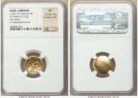 GAUL. Ambiani. Early-mid 1st century BC. AV stater (17mm, 6.12 gm). NGC XF 4/5 - 4/5. Gallic War issue, ca. 58-55 BC. Blank convex surface / Disjointe...