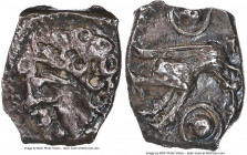 SOUTHERN GAUL. Reteni (Ruteni). 2nd-1st centuries BC. AR square drachm (14mm, 2.23 gm, 8h). NGC AU 5/5 - 5/5. "Au Sanglier" Type. Male head left, hair...