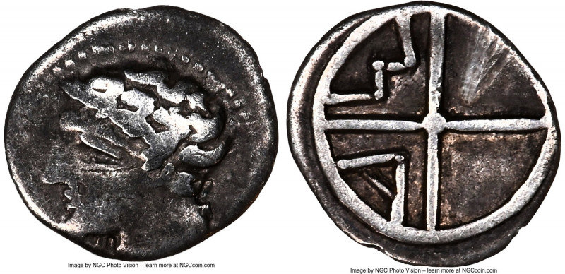 GAUL. Massalia. Ca. 1st century BC. AR obol (11mm, 7h). NGC Fine, scuff. Ca. 100...