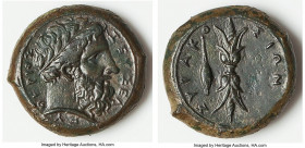 SICILY. Syracuse. Time of Timoleon, Third Democracy (ca. 344-317 BC). AE hemidrachm(?) (25mm, 15.30 gm, 8h). Choice XF, altered surface. ZEΥΣ ΕΛ-ΕΘΥΕP...
